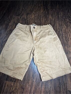 5/$25 EUC Express Boys Khaki Flat Front Shorts Size 28